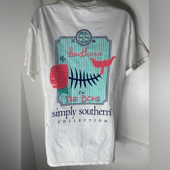 Simply Southern White Tee with Pink and Blue Graphic - Picture 1 of 3
